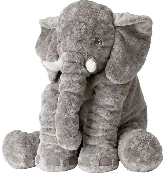 Kraftverdia Pluche Knuffel - Zachte Olifant knuffel kussen - Grijs - 60 cm - Slaapknuffel van Merkloos