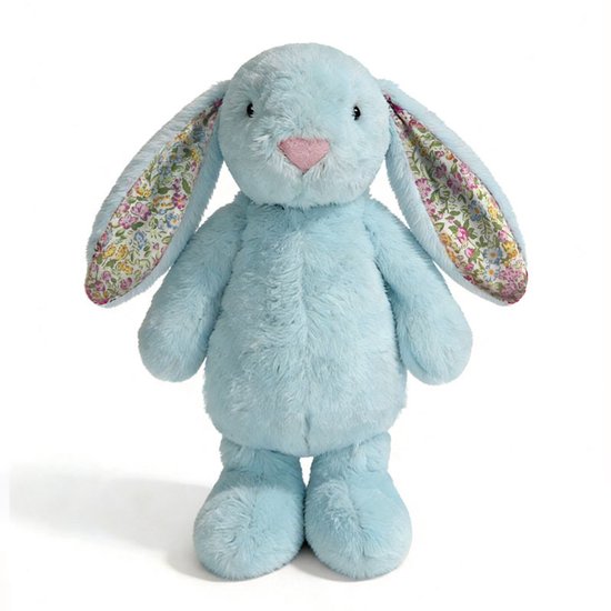 Kraftverdia Pluche Konijn Knuffel – 20 cm – Knuffel Met Bloemenoren Kawaii Design Zacht Knuffeldier – Blauw – Geschikt voor Pasen & Feestdagen van Merkloos
