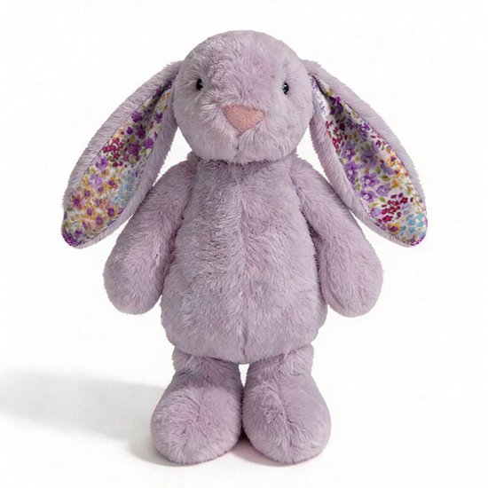 Kraftverdia Pluche Konijn Knuffel – 20 cm – Knuffel Met Bloemenoren Kawaii Design Zacht Knuffeldier – Paars – Geschikt voor Pasen & Feestdagen van Merkloos