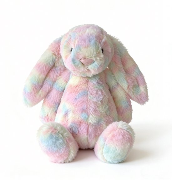 Kraftverdia Pluche Konijn Knuffel – 28 cm – Kawaii Regenboog Konijn – Zacht Knuffeldier voor Kinderen van Merkloos