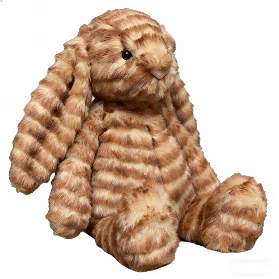 Kraftverdia Pluche Konijn Knuffel – 36 cm – Tijgerprint Kawaii Design – Zacht Knuffeldier van Merkloos