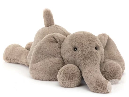 Kraftverdia Pluche Olifant Knuffel – 56 cm – Grijs – Liggend Kawaii Design – Zacht Knuffeldier – Kawaii Lichaamskussen van Merkloos