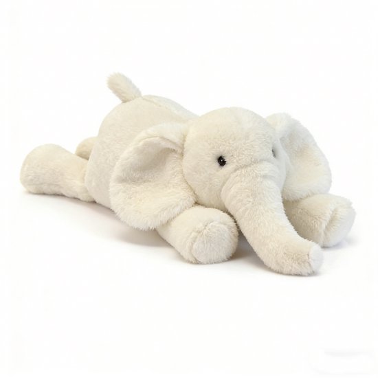 Kraftverdia Pluche Olifant Knuffel – 56 cm – Wit – Liggend Kawaii Design – Zacht Knuffeldier – Kawaii Lichaamskussen van Merkloos
