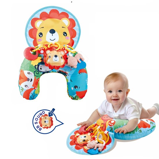 Kraftverdia - Tummy Time Baby Buikkussen – Buikligkussen voor Baby 6-12m – Ontwikkelingsspeelgoed – Baby Activity Pillow – Sensorisch Speelgoed met Rammelaar – Montessori Baby Gym van Merkloos