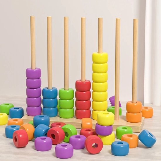 Kralen-puzzelspel Met Regenboogkleuren - Logisch Denkspel Voor Kinderen, Spel Met Zes Kleuren, Zestig Kralen En Zeven Kolommen
