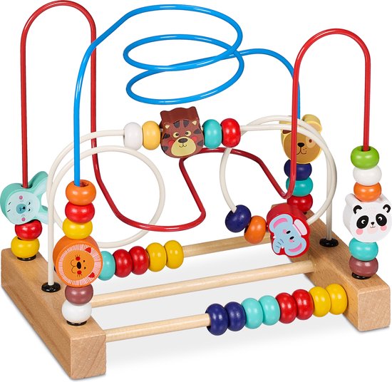 kralenspiraal - houten babyspeelgoed - vanaf 1 jaar - motoriek - design B
