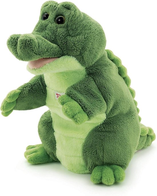 Krokodil Handpop - Pluche Dier - Verhalen Vertellen - Zacht Pluche Materiaal - 21 cm Hoog - Groen