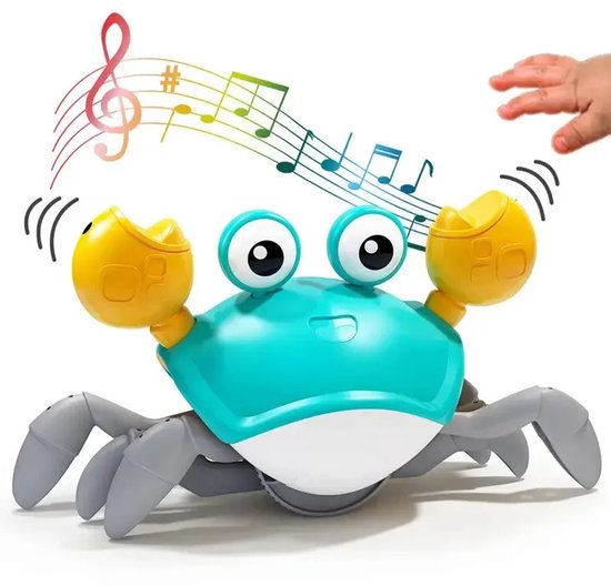 Kruipende krab met sensor, buikligging, babyspeelgoed met muziek en lichtjes, interactief speelgoed voor kinderen, leerzaam en vermakelijk, verjaardagscadeau (blauw) van Atoylink