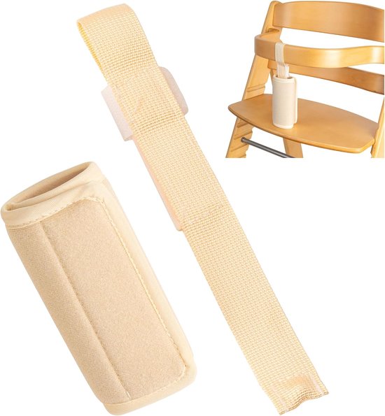 Kruisgordel met gordelbekleding voor kinderstoel, 2 stuks, beige, riemen compatibel met Hauck Alpha Beta, Stokke Tripp Trapp, roba Sit Up, zachte riemhoes