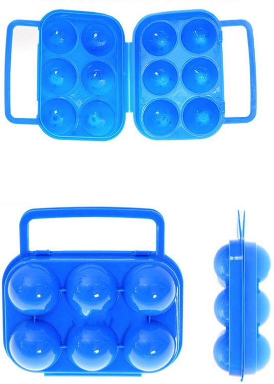 Kunststof Eierdoos 6 Eieren Blauw - Koelkast Eieropbergbox Plastic Bewaardoos - Ei Opberg Draagbaar van Merkloos