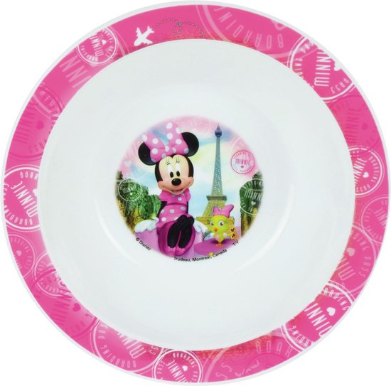 Kunststof ontbijtbordje diep Disney Minnie Mouse 16 cm - Onbreekbare kinder bordjes van Disney