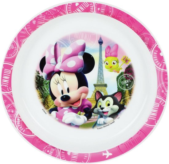 Kunststof ontbijtbordje plat Disney Minnie Mouse 22 cm - Onbreekbare kinder bordjes van Disney