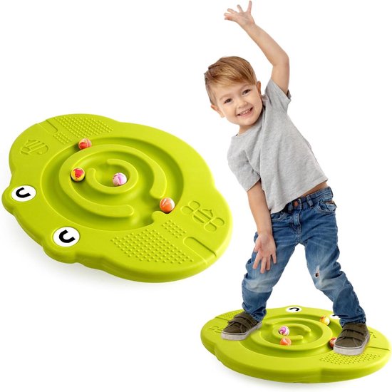 Kunststof wiebel-balansboard voor kinderen - wip-labyrint-board met tredestenen - belasting 100 kg - actief spelen en training voor peuters van Wobbel