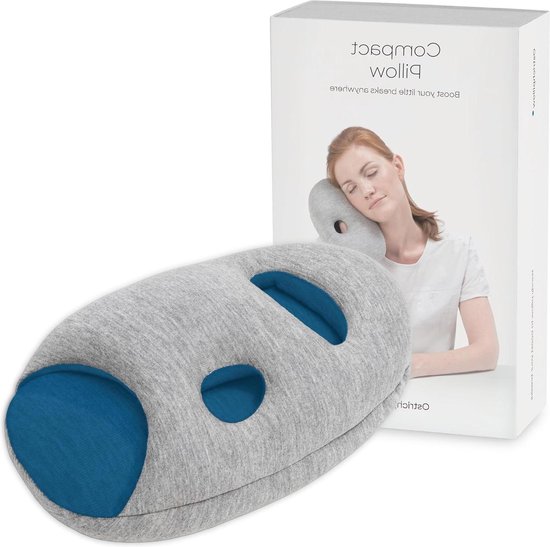 KUSSEN MINI Reiskussen voor Vliegtuig Hoofdsteun - Ostrich Reisaccessoires - Hand- en Armsteun Power Nap Kussen voor Vlucht en Bureau - Slaperig Blauw van Ostrich