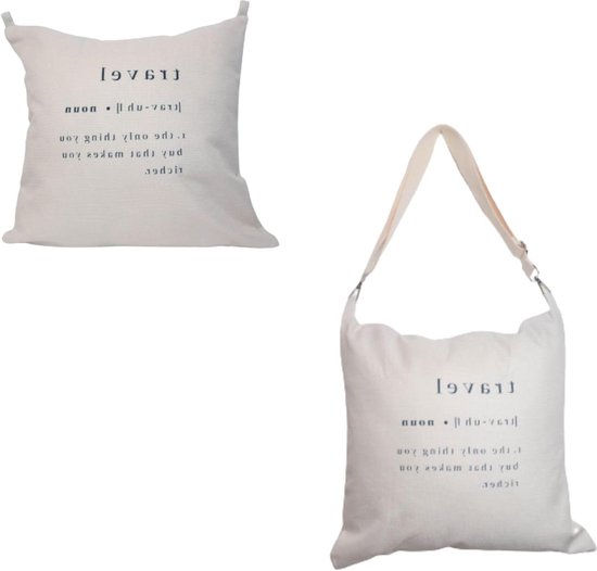 Kussentas voor vliegtuigen omvormbaar in reiskussen - Ergonomische reisrugzak - Beste kussenkoffer - Wit van Hoidokly