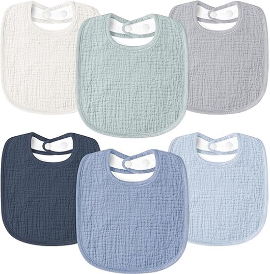 Kwijl slabbetjes - 6 stuks - Vierkante - Hydrofiel baby Slabbetjes met drukknoop - Baby slabbers - Zachte - Kwijl slabbetjes - Spuug slab - Katoenen slabbetjes - Bandana bib baby - Uitwasbare slabbers - Unisex van Merkloos