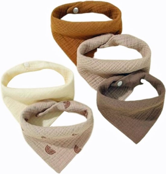 Kwijl slabbetjes set van 5 - hydrofiel baby slabbetjes met drukknoop - rainbow - baby slabbers - kwijl slabbetjes - spuug slab - 100% katoenen slabbetjes - bandana bib baby - uitwasbare slabbers van Merkloos