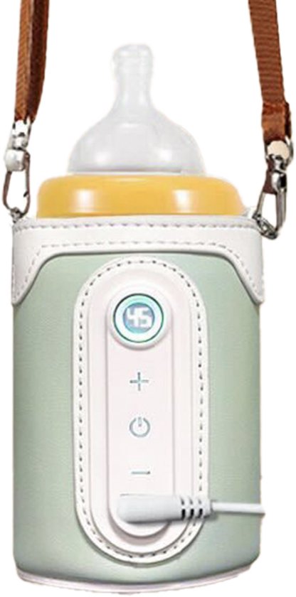 KYDDOI Flessenwarmer - Flessenwarmer onderweg - 40°C tot 65°C 26 versnellingen - moet opladen, via auto-energie, mobiele telefoonoplader, mobiele powerbank - Groen van Merkloos