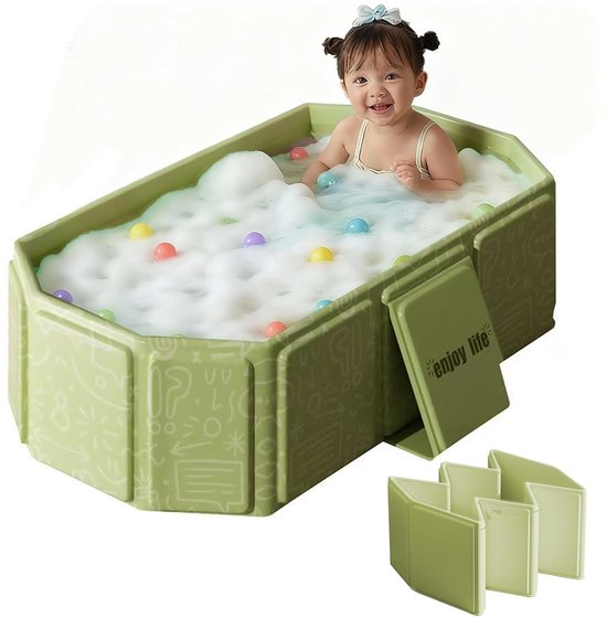 KZQ Peuterbadje - Draagbaar babybadje - Opvouwbaar badje - Handig voor op reis en onder de douche - Gemakkelijk schoon te maken - Stevig en dik - Geschikt voor kinderen van 1-8 jaar