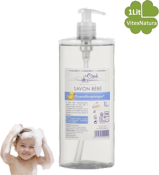 La Cigale 1L Baby douche gel verzorging ♥ Marseille Babyzeep vloeibaar Hypoallergeen. Zonder conserveermiddel, kleurstoffen, geur van La Cigale