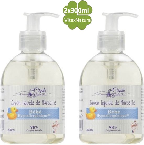 La Cigale 2x300ml Baby douche gel verzorging ♥ Marseille Babyzeep vloeibaar Hypoallergeen. Zonder conserveermiddel, kleurstoffen, geur van La Cigale