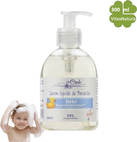 La Cigale 300ml Baby douche gel verzorging ♥ Marseille Babyzeep vloeibaar Hypoallergeen. Zonder conserveermiddel, kleurstoffen, geur van La Cigale