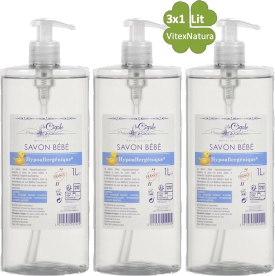 La Cigale 3x1L Baby douche gel verzorging ♥ Marseille Babyzeep vloeibaar Hypoallergeen. Zonder conserveermiddel, kleurstoffen, geur van La Cigale