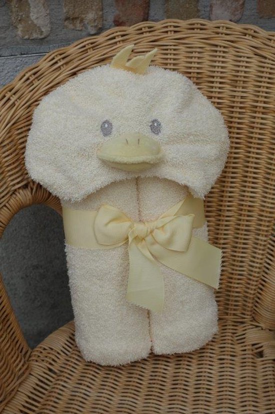 La Galleria - Babygeschenkset Badcape geel eendje 100x75cm van Merkloos