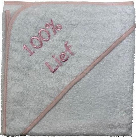 La Petite Couronne Badcape 100% Lief Katoen Junior 75 Cm Wit/roze van La Petite Couronne