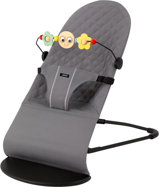 Laavir® Baby Wipstoel - Inklapbaar & Draagbaar - Verstelbare Rugleuning - Speelboog & Veiligheidsgordel - Grijs van Merkloos