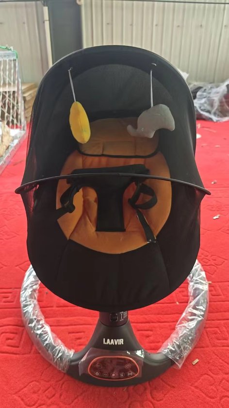 Laavir® Elektrische Babyschommel Wipstoel – Automatisch Schommelstoeltje – 5 Snelheden – Muziek en Swing Opties – Geel/Zwart – Schommelstoel – Babyschommel van Laavir