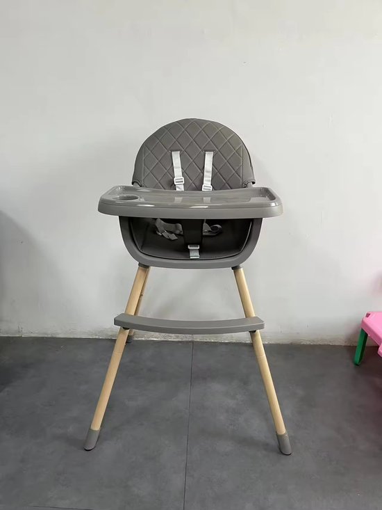 Laavir® High Chair Grijs - Multifunctionele Kinderstoel hout 2 in 1 - Verstelbaar Eetblad - verstelbare 5-Puntsgordel - hoge lage houten stoel van Laavir