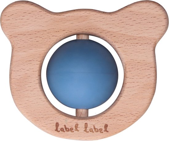 Label Label Beer Blauw Hout & Silicone Bijtspeeltje LLST-15270 van Label Label