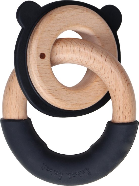 Label Label Beer Zwart Hout & Silicone Dubbele Bijtring LLST-15102 van Label Label