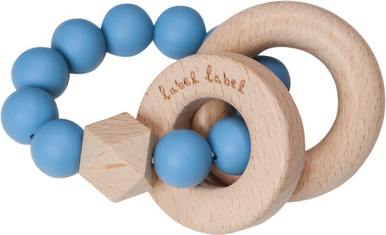 Label Label Blauw Hout & Silicone Kralen Bijtring LLST-15195 van Label Label