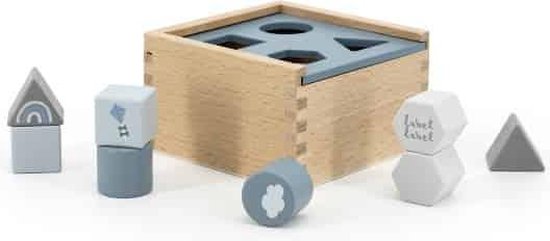 Label Label'' houten vormen sorteerdoos blauw (met naam) van Label Label