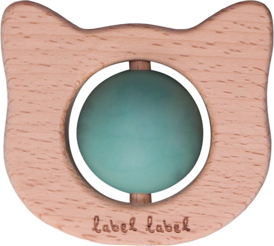 Label Label Kat Groen Hout & Silicone Bijtspeeltje LLST-15263 van Label Label