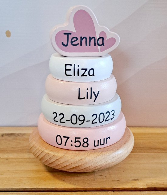 Label Label Roze Houten Tuimelring Piramide LLWT-25224 van Label Label