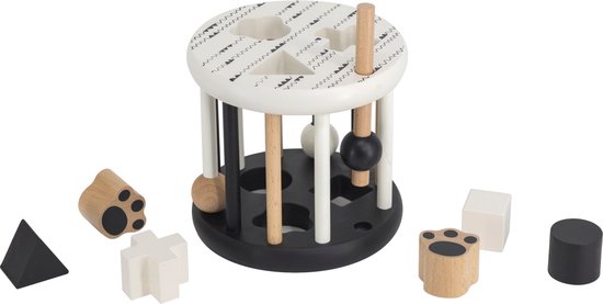 Label Label Zwart/Wit Houten Rollende Vormenstoof LLWT-34321 van Label Label