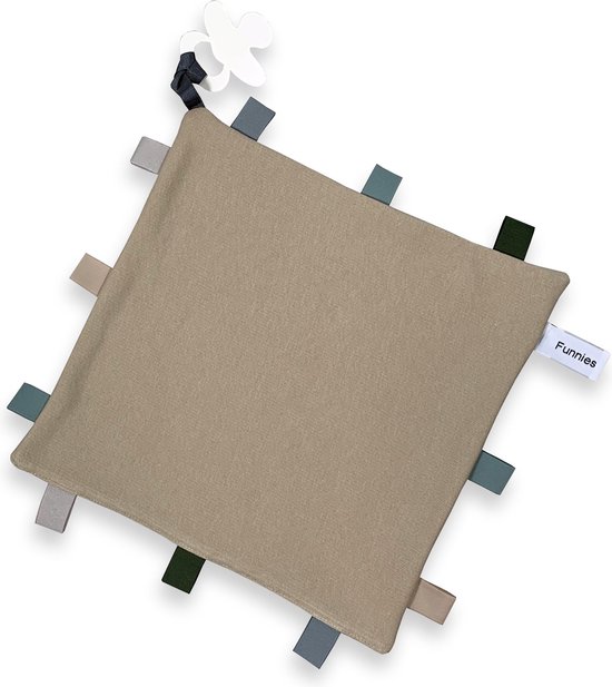 labeldoekje speen cream - speendoekje - speenknuffel - knuffeldoek - funnies - cream - speen - speenkoord - baby van Funnies.