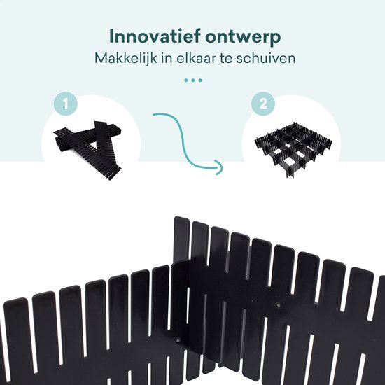 Lade organizer - Lade verdeler - Ladeverdeler - Set van 12 - Voor Kleding/Keuken/Badkamer/Kledingkast - Zwart van Sam Casa