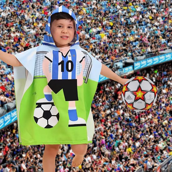 LaGloss® Kinder Cape Badjas met Capuchon - Voetballer Design - 60 cm - Zachte Strandlaken van LaGloss®