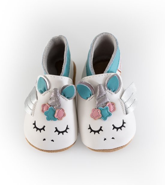 Lait et Miel - Babyschoentjes - Handgemaakt - Soepel leer - Unicorn - 0 tot 6 mnd - Leuk babyshower of kraamcadeau van Merkloos