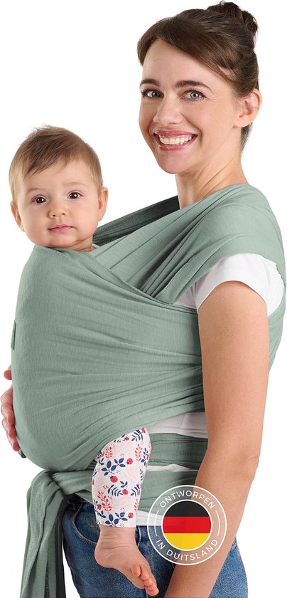 Laleni Draagdoek voor Pasgeborenen tot 15 kg in Katoen | Omslagdoek OEKO-TEX gecertificeerd | Newborn Babydraagzak 5,10m lang | Fysiologische Kinderdraagzak | Groen van Laleni