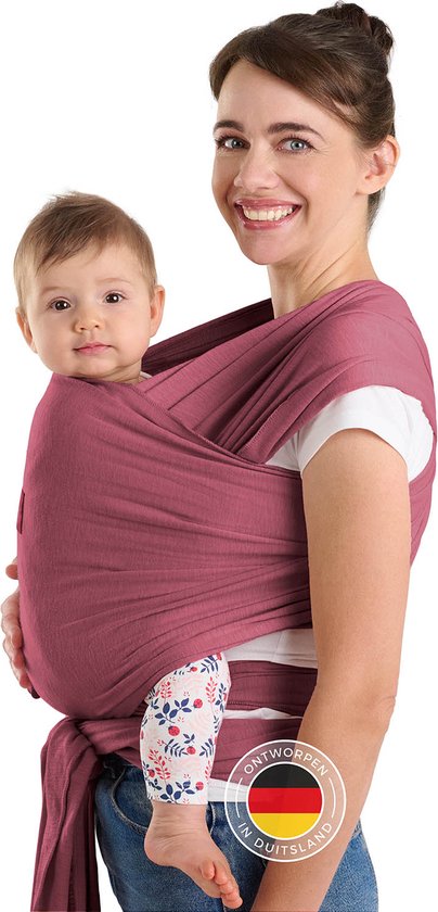 Laleni Draagdoek voor Pasgeborenen tot 15 kg in Katoen | Omslagdoek OEKO-TEX gecertificeerd | Newborn Babydraagzak 5,10m lang | Fysiologische Kinderdraagzak | Rood van Merkloos