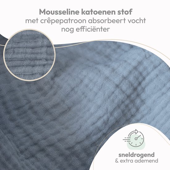 Laleni Hydrofiele Doeken - 100% Katoen - Mousseline - 70x70cm - Lichtblauw - Set van 10 van Laleni