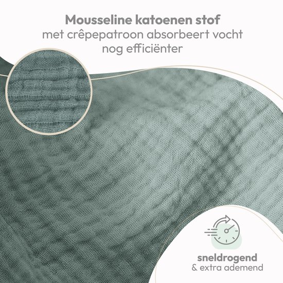Laleni Hydrofiele Doeken - 100% Katoen - Mousseline - 70x70cm - Lichtgroen - Set van 20 van Laleni