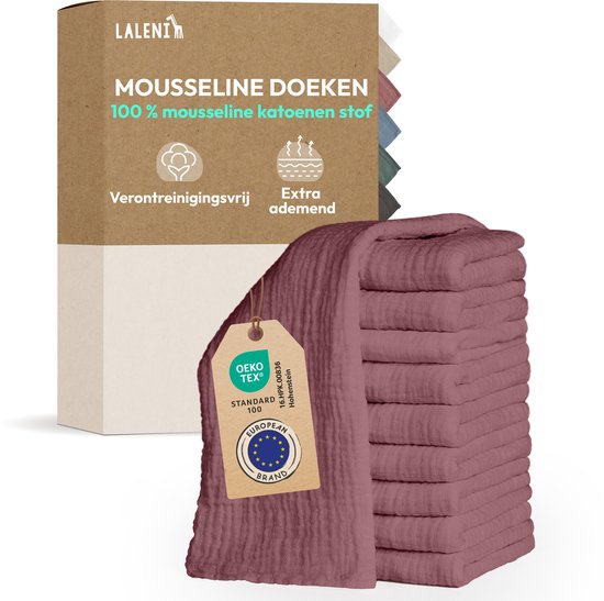 Laleni Hydrofiele Doeken - 100% Katoen - Mousseline - 70x70cm - Oud roze - Set van 10 van Merkloos