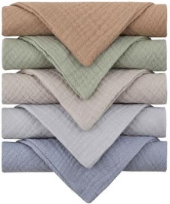 Lalieloe Spuugdoekjes - Monddoekjes - 5 stuks - Multi - 23 x 23 cm - Met lusje - incl gratis Lalieloe bewaarzakje van Lalieloe