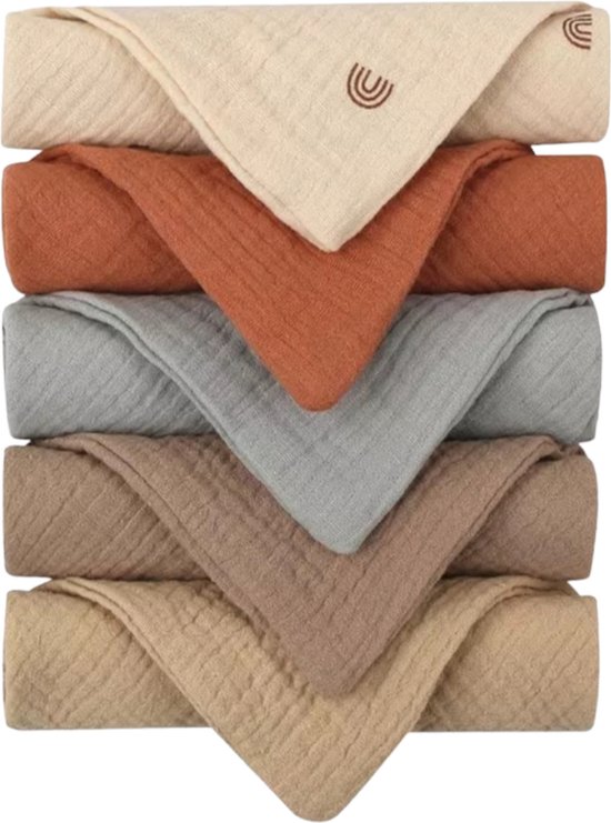 Lalieloe Spuugdoekjes - Monddoekjes - Met lusje - 23 x 23 cm - Beige Multi van Lalieloe